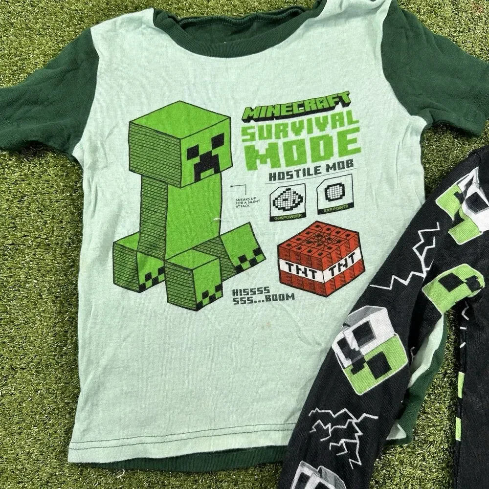 Lot Of 2 Kids Minecraft Pjs Size 8